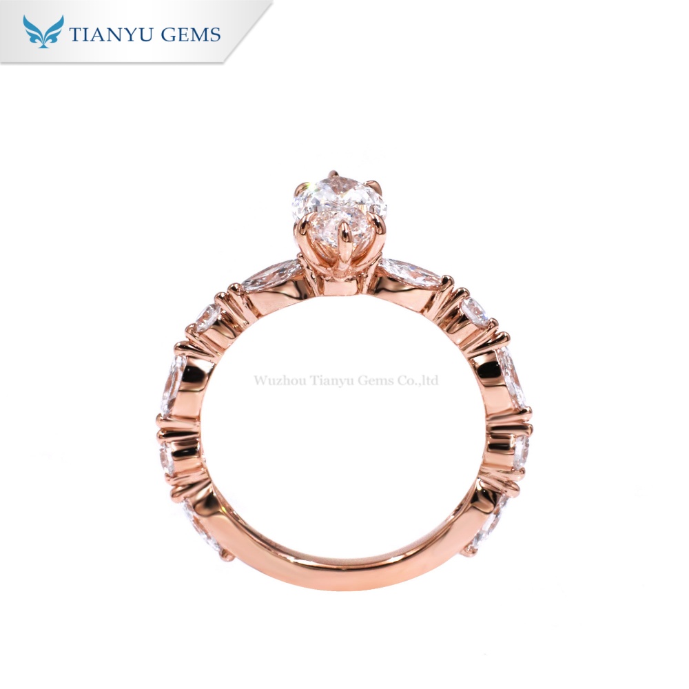 Tianyu Gems Rose Gold Ring Marquise Cut Lab Grown Diamond Engagement Ring For Women 5
