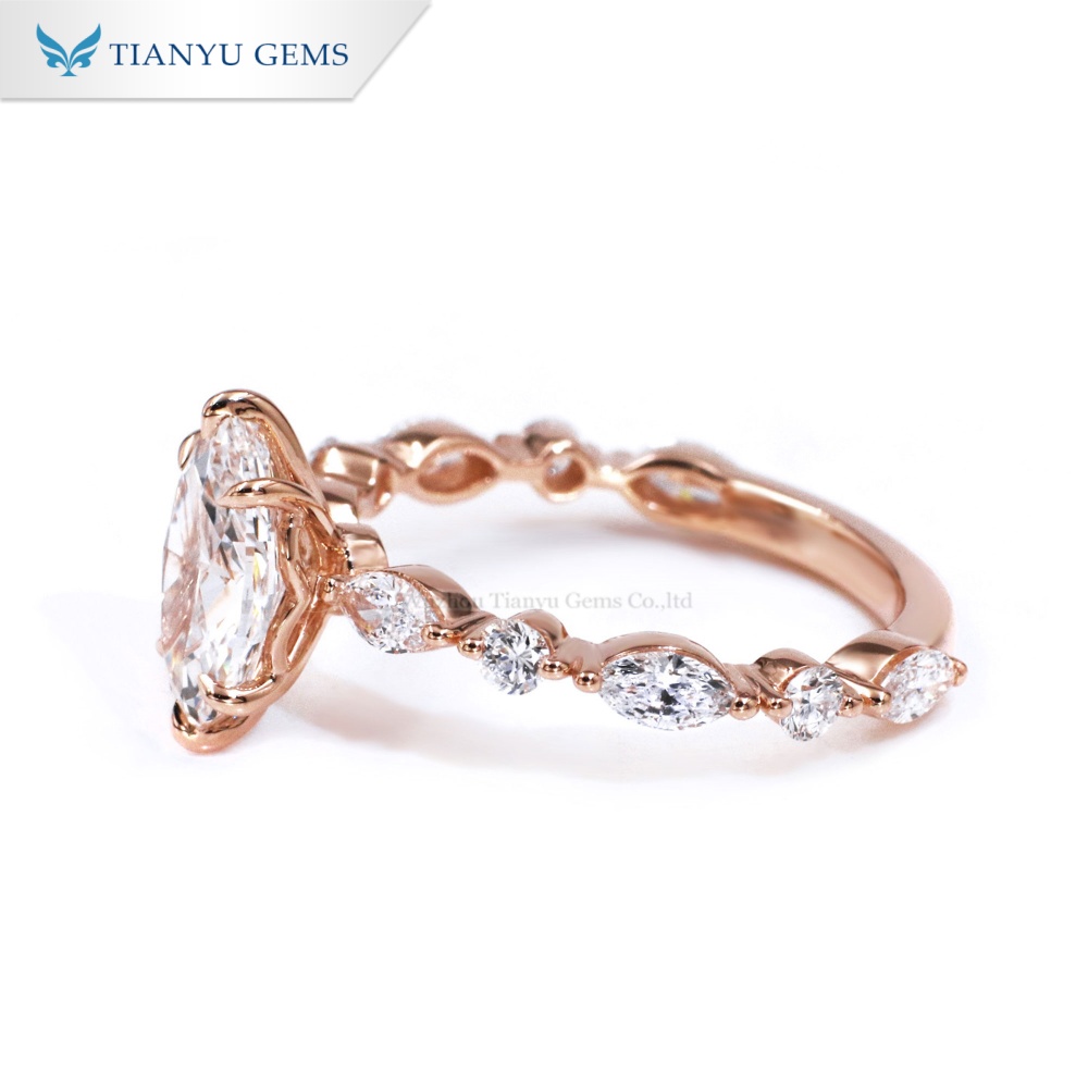 Tianyu Gems Rose Gold Ring Marquise Cut Lab Grown Diamond Engagement Ring For Women 6