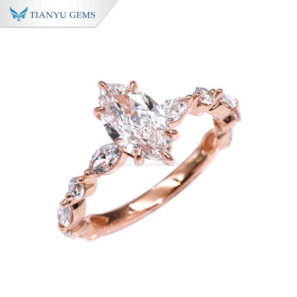Tianyu Gems Rose Gold Ring Marquise Cut Lab Grown Diamond Engagement Ring For Women 3