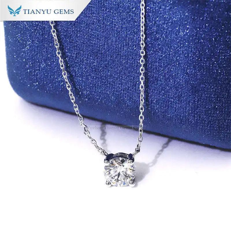 White Gold Lab Diamond Pendant Necklace 2