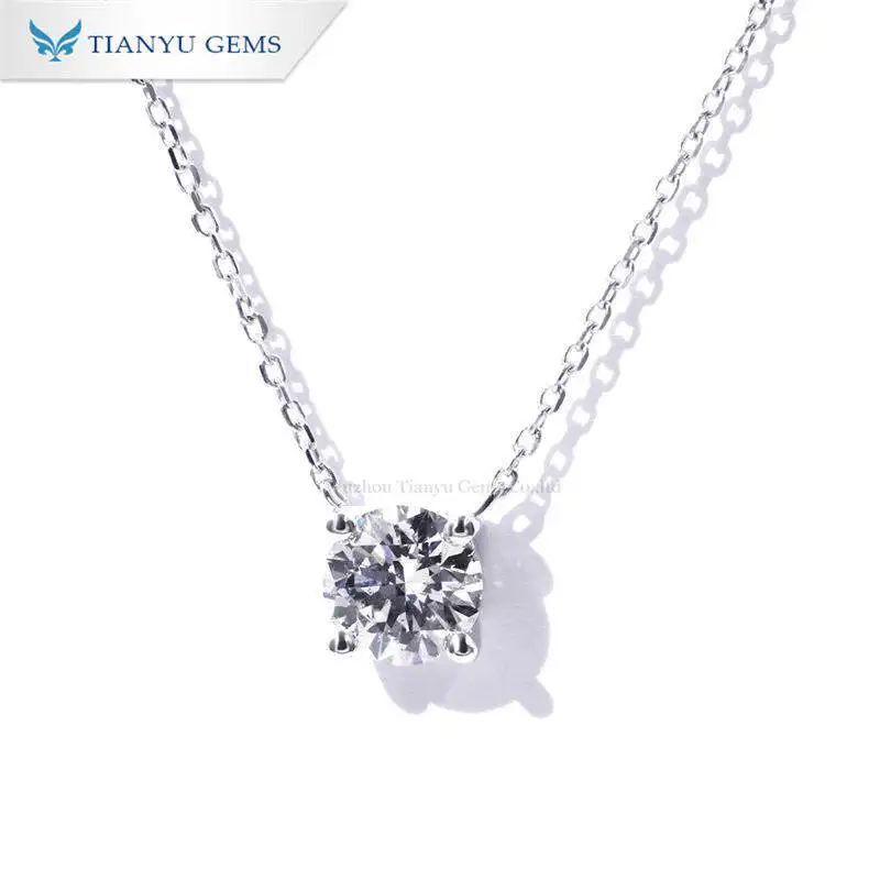 White Gold Lab Diamond Pendant Necklace 3