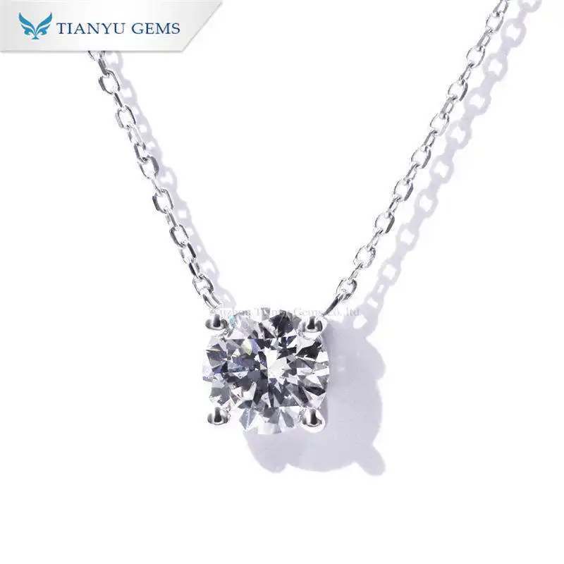 Tianyu Gems Single Lab Diamond Necklace White Gold Lab Grown Diamond Jewelry 1