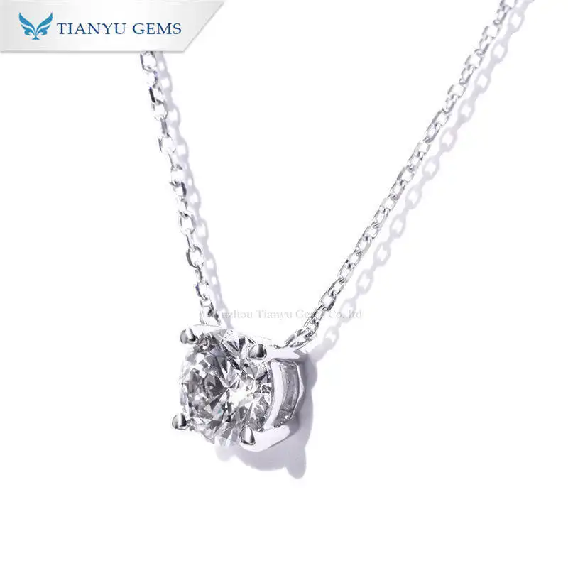 White Gold Lab Diamond Pendant Necklace 4