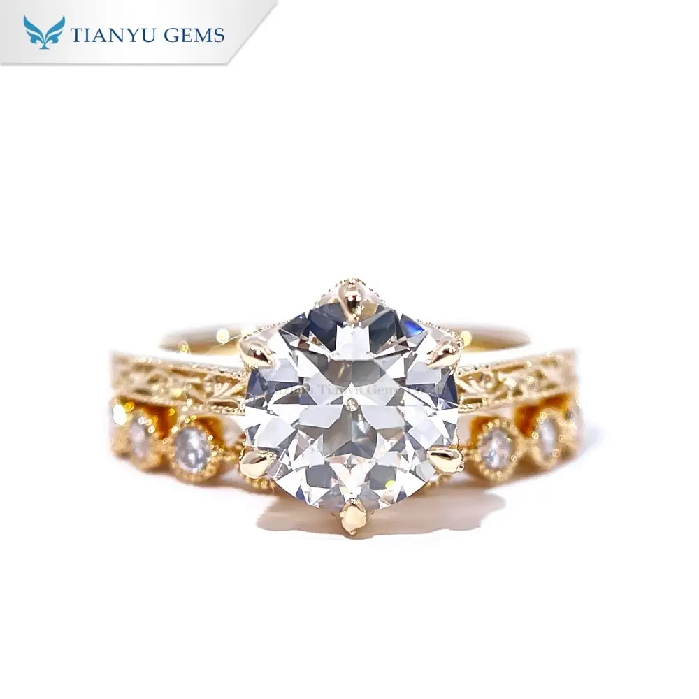 Tianyu Gems OEC Lab Grown Diamond Ring Set 10k Yellow Gold Wedding Set For Women 1