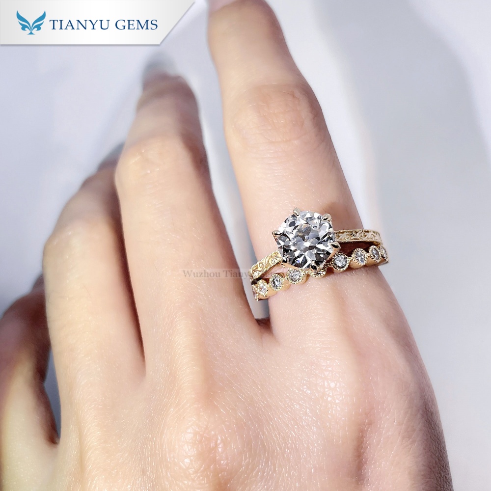Tianyu Gems OEC Lab Grown Diamond Ring Set 10k Yellow Gold Wedding Set For Women 4