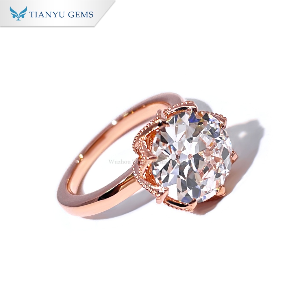 Tianyu Gems Rose Gold Solitaire Ring Round Lab Grown Diamond Engagement Ring 3