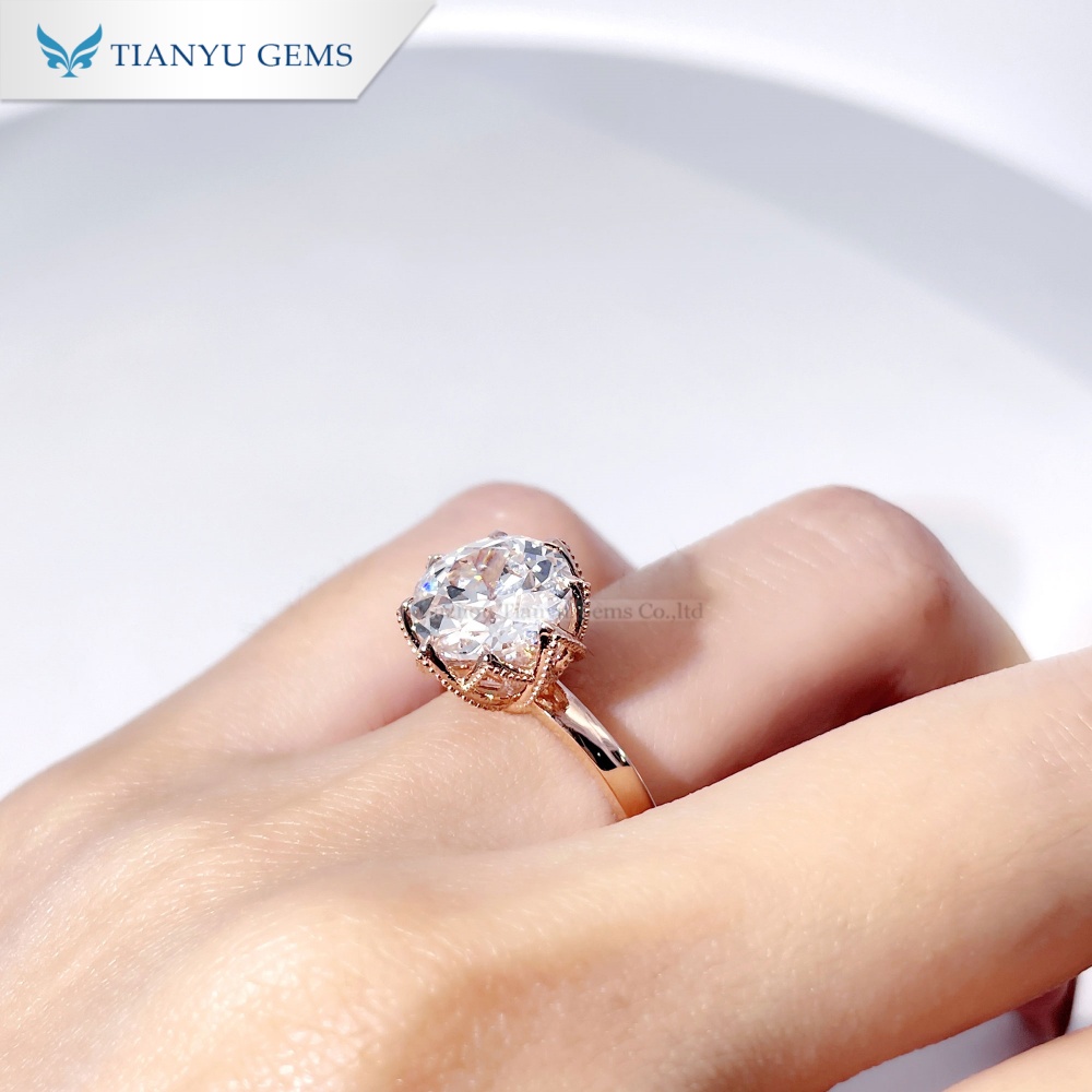 Tianyu Gems Rose Gold Solitaire Ring Round Lab Grown Diamond Engagement Ring 2