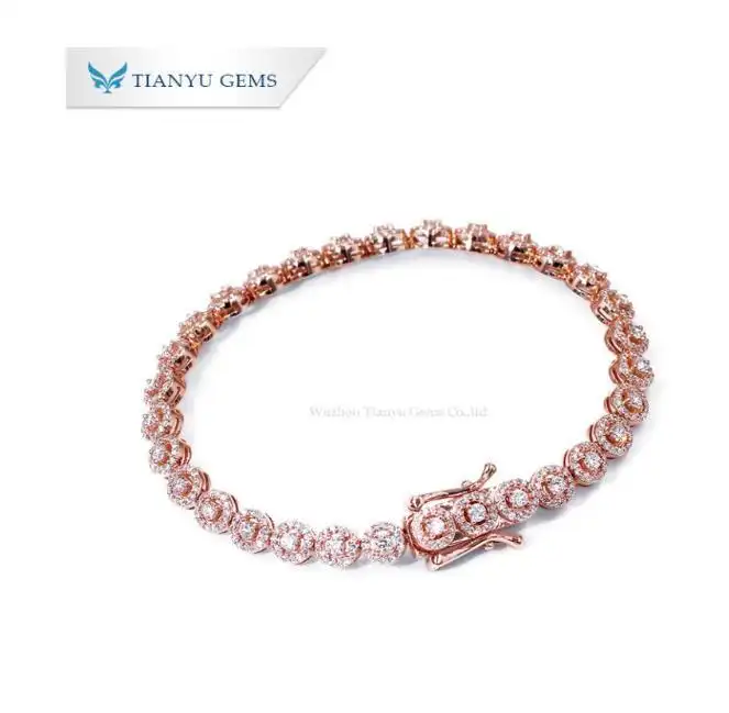 10k/14k/18K Solid Rose Gold Tennis Bracelet 6inch 7inch 8inch Wedding Bracelets 1