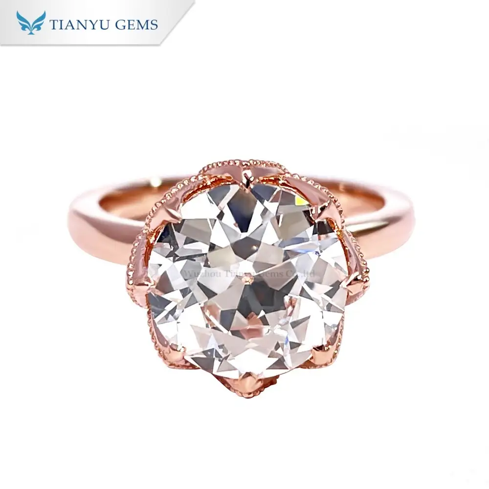 Tianyu Gems Rose Gold Solitaire Ring Round Lab Grown Diamond Engagement Ring 1