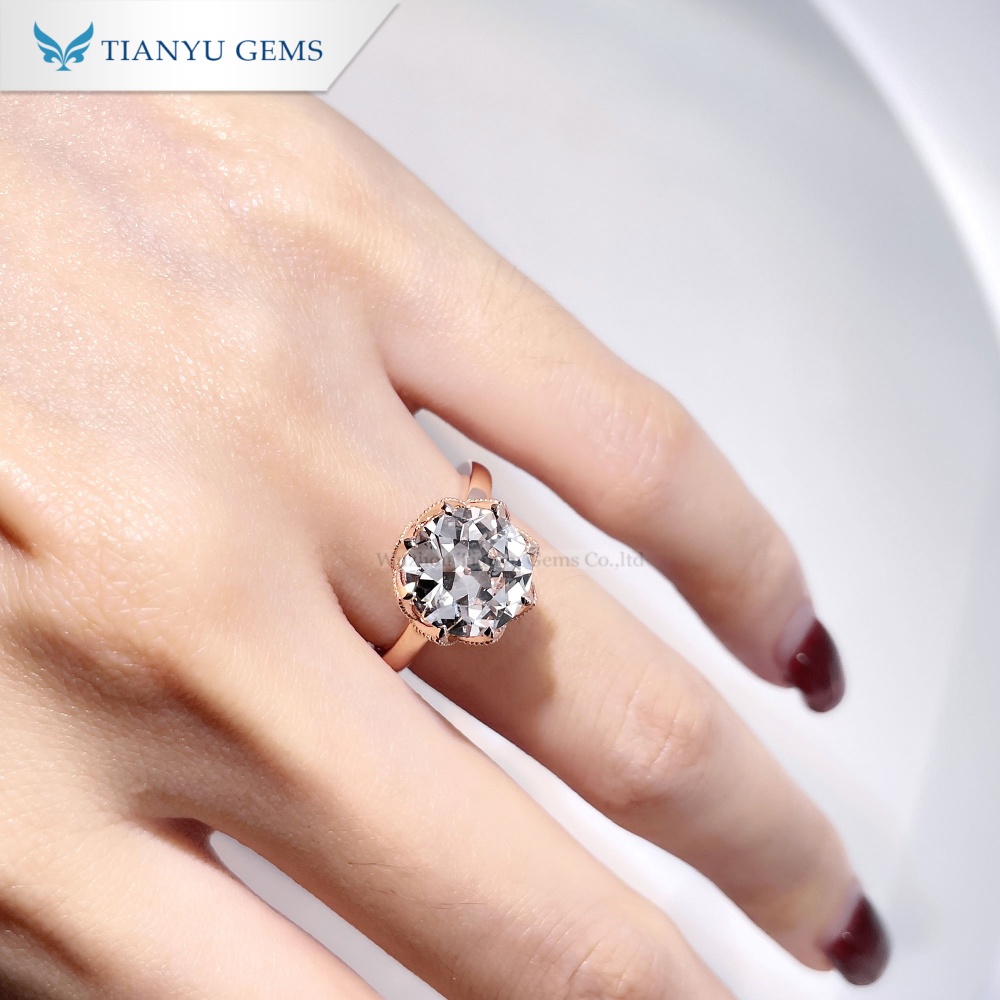 Tianyu Gems Rose Gold Solitaire Ring Round Lab Grown Diamond Engagement Ring 4