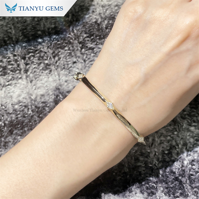 Tianyu Gems Round Lab Grown Diamond Bracelet 14k Gold Bracelet 4