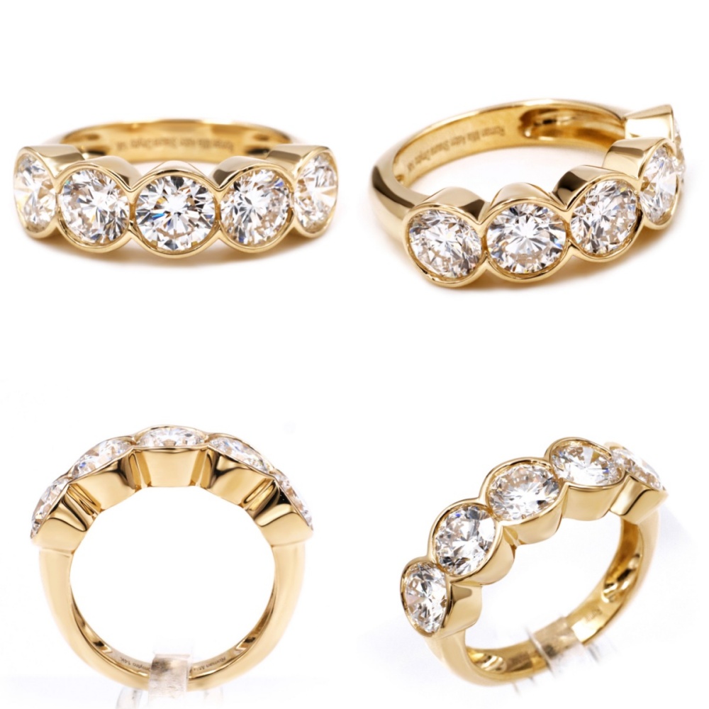 Tianyu Gems Lab Grown Diamond Eternity Ring 14k Yellow Gold bezel-set Ring 6