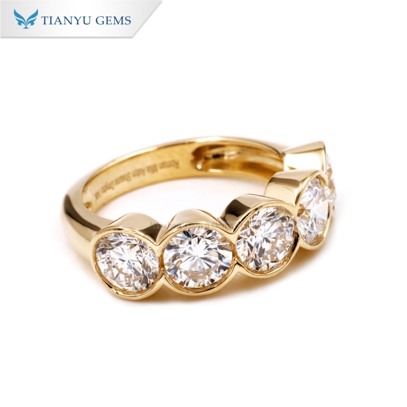 Tianyu Gems Lab Grown Diamond Eternity Ring 14k Yellow Gold bezel-set Ring 3