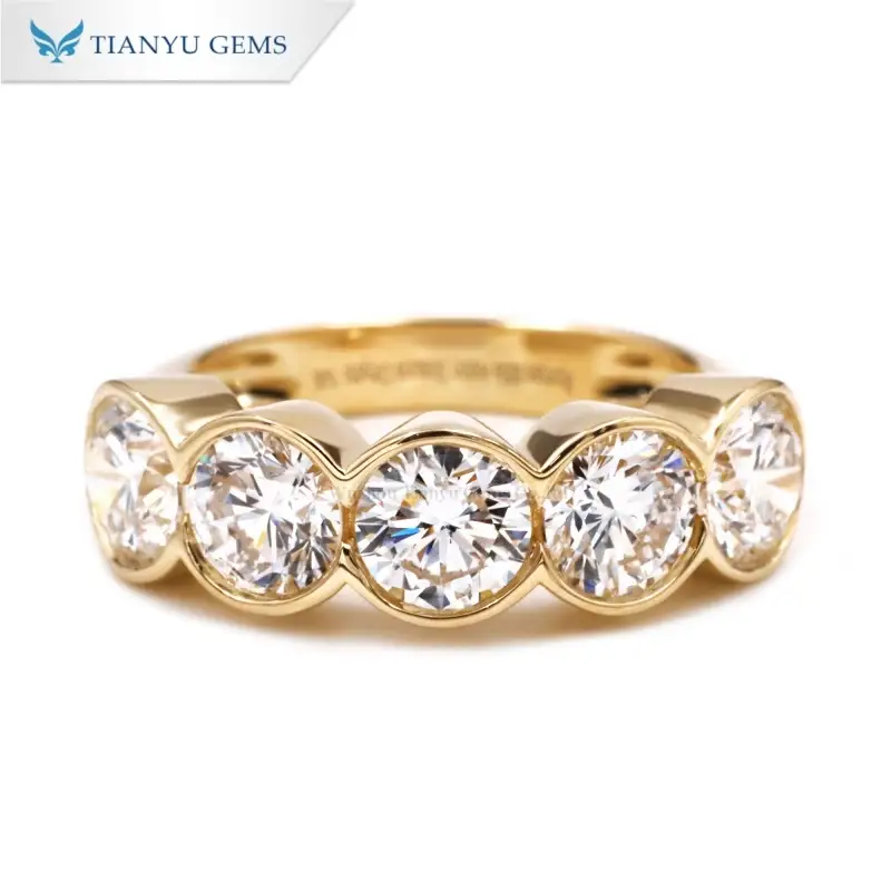 Tianyu Gems Lab Grown Diamond Eternity Ring 14k Yellow Gold bezel-set Ring 1
