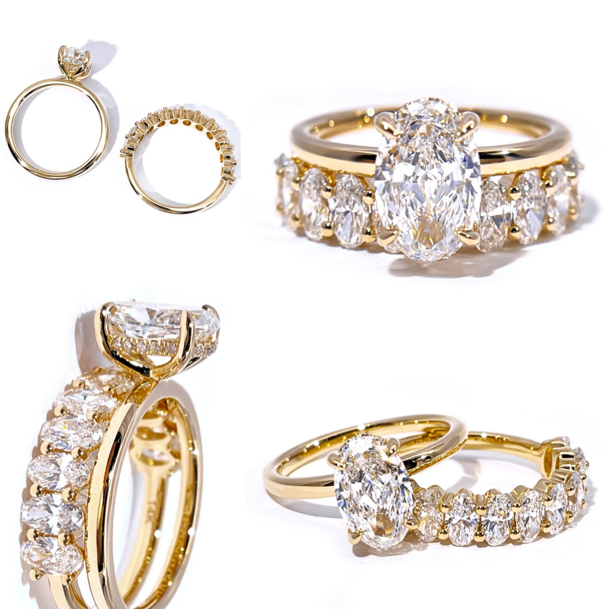 Tianyu Gems Lab Dimond Ring Set 14k Yellow Gold Oval Cut Bridal Wedding Ring Sets 6