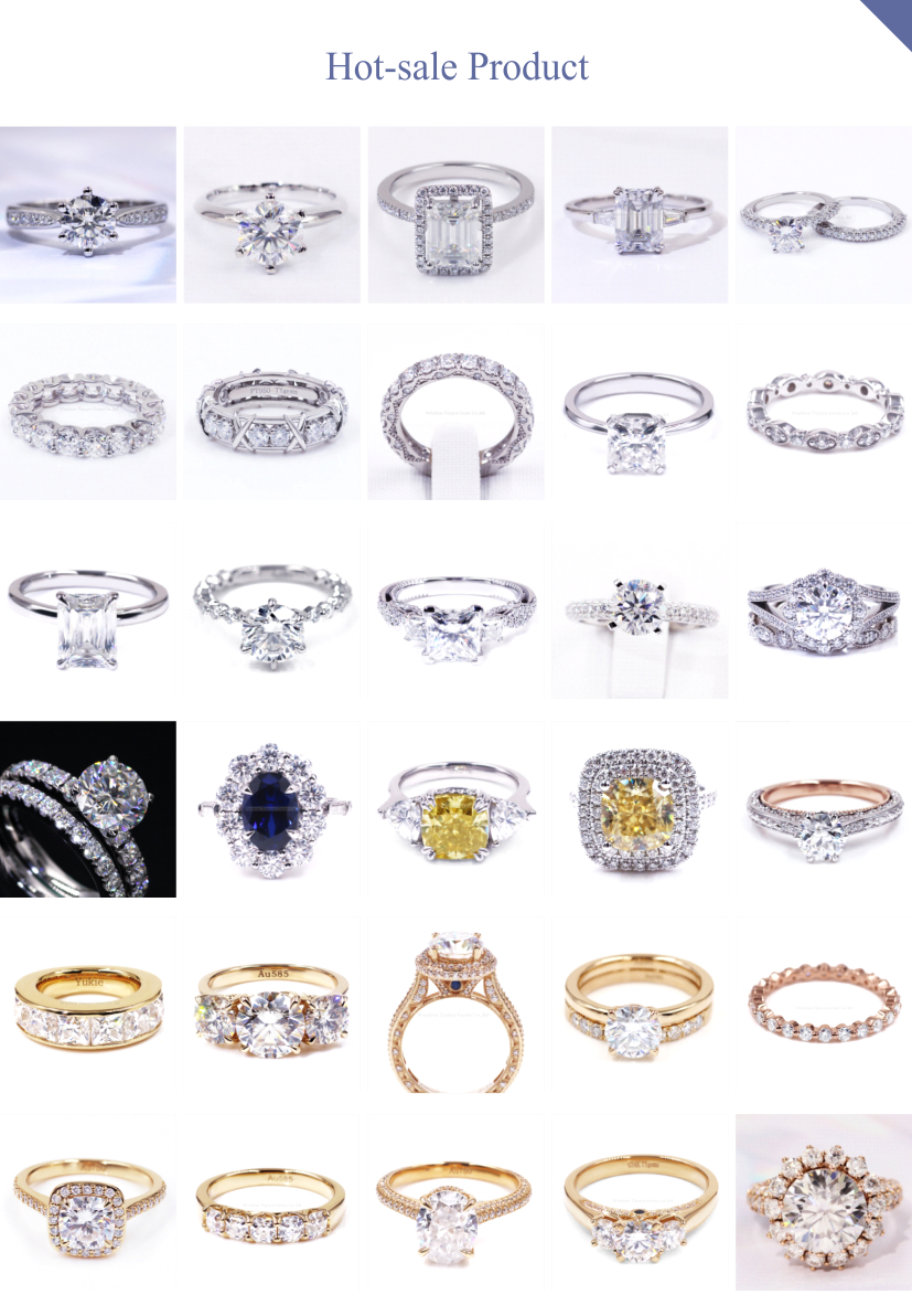 Tianyu Gems Customized Emerald Cut Moissanite Wedding Rings 8