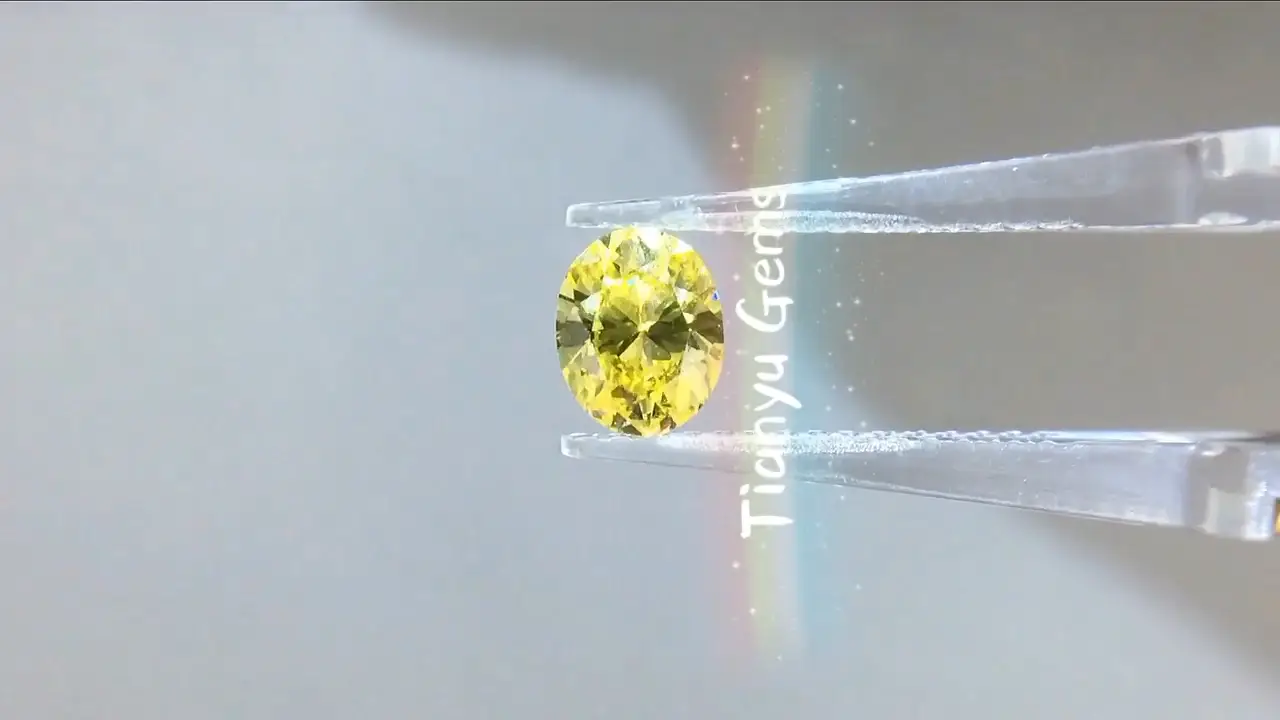 Tianyu gems oval shape yellow lab made diamonds 1