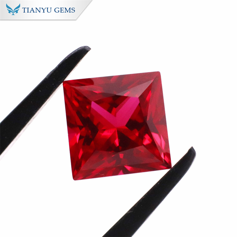 Princess Cut Red Ruby Lab Grown Gemstone 8