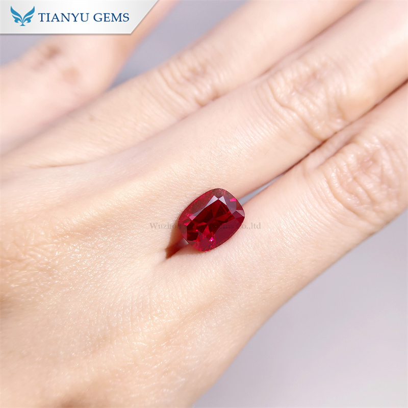 Elongated Cushion Old Mine Cut Lab Grown Ruby Gemstone 8