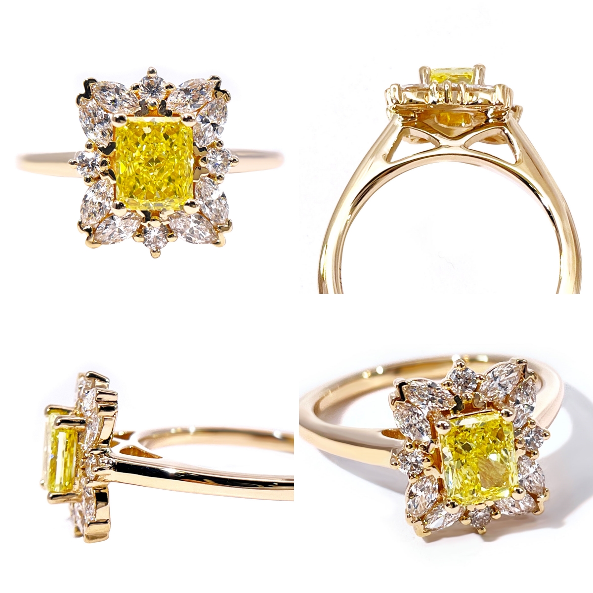 Tianyu Gems  Radiant Cut Lab Grown Yellow Diamond Ring 14k Yellow Gold Ring 6