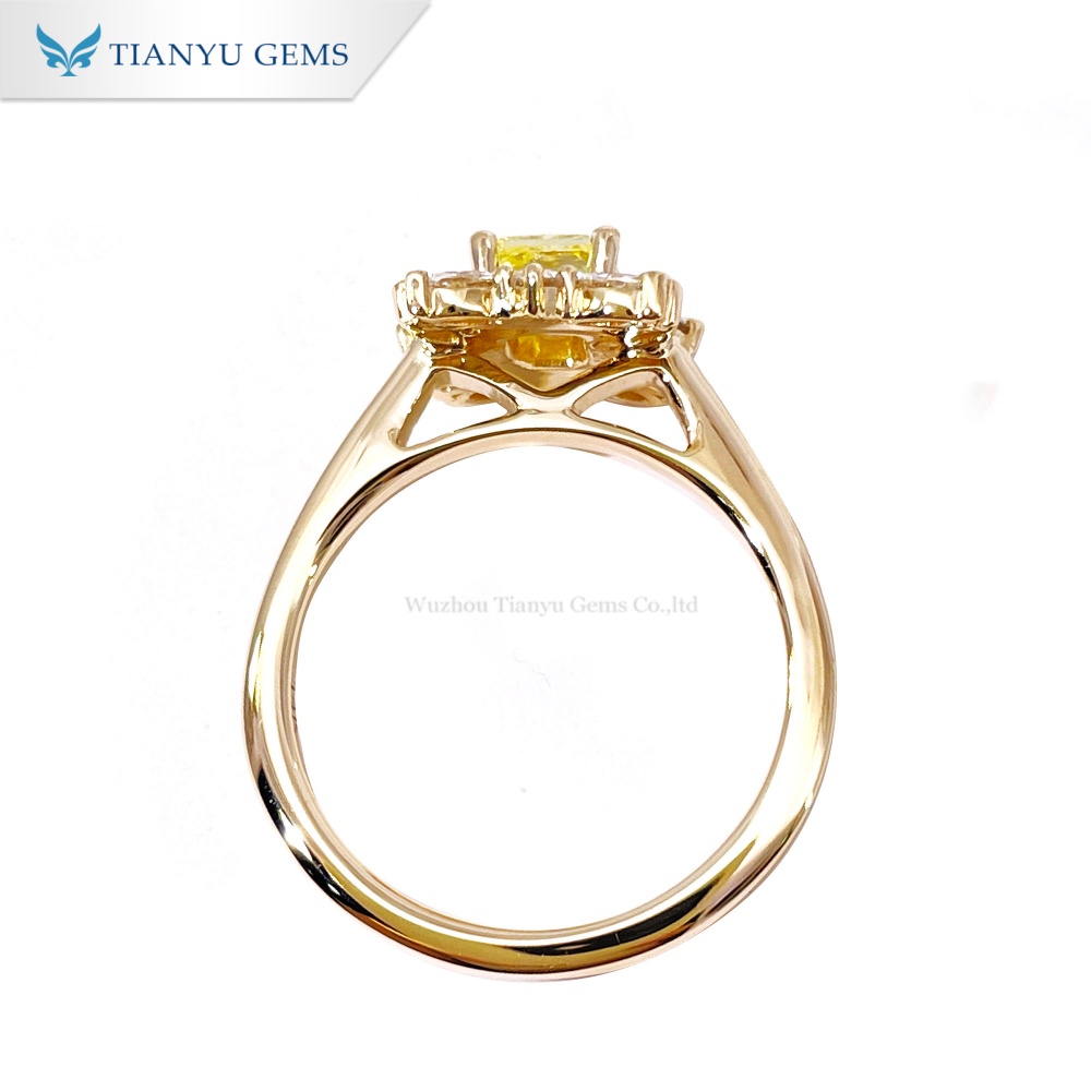 Tianyu Gems  Radiant Cut Lab Grown Yellow Diamond Ring 14k Yellow Gold Ring 3