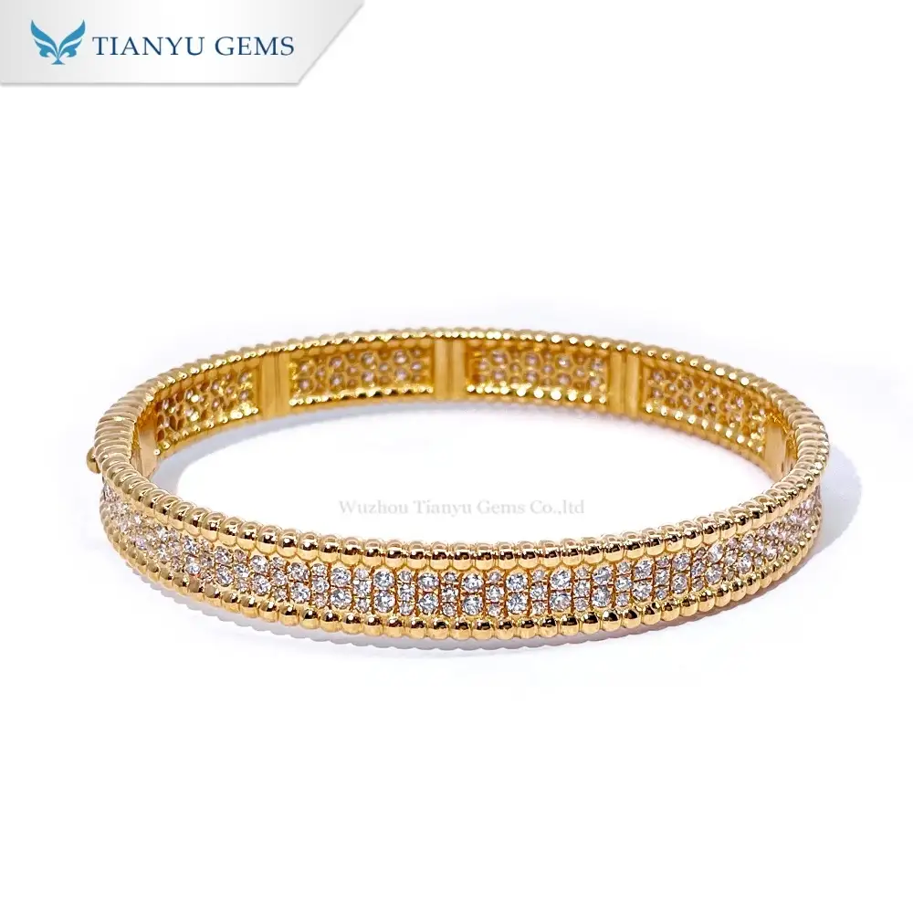 Tianyu Gems Round Cut Lab Grown Diamond Yellow Gold Bracelet with Beads 18k Bracelet 1