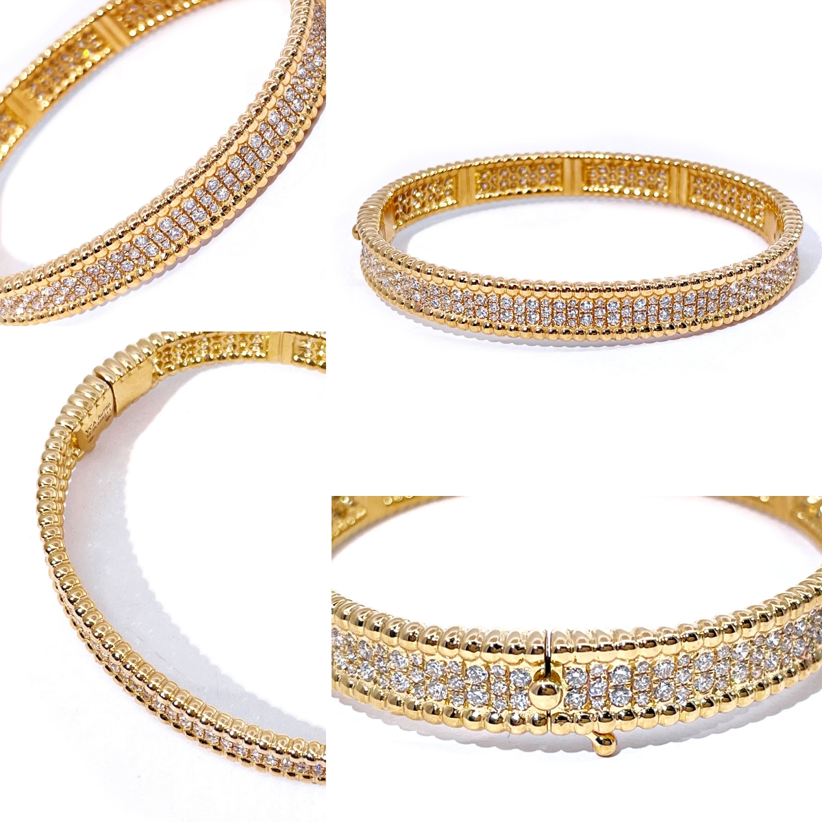 Tianyu Gems Round Cut Lab Grown Diamond Yellow Gold Bracelet with Beads 18k Bracelet 6