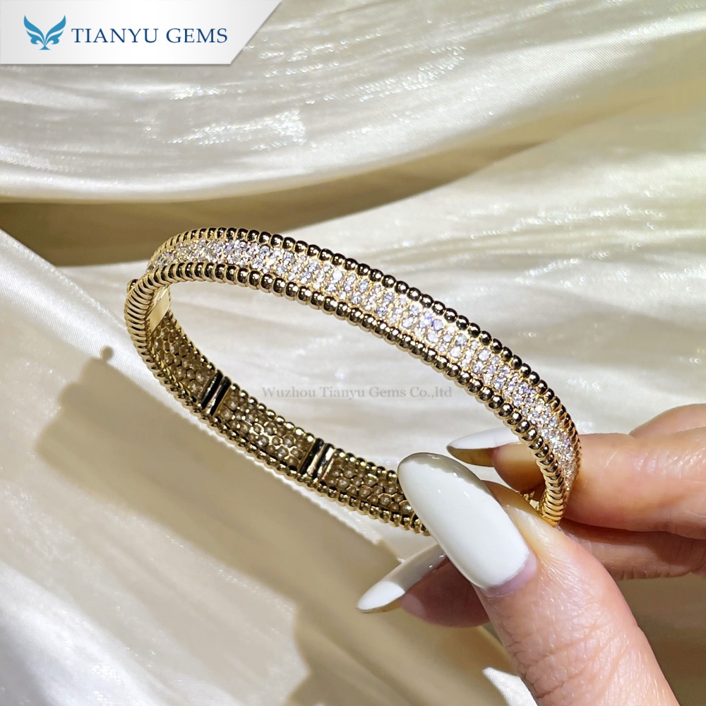 Tianyu Gems Round Cut Lab Grown Diamond Yellow Gold Bracelet with Beads 18k Bracelet 2