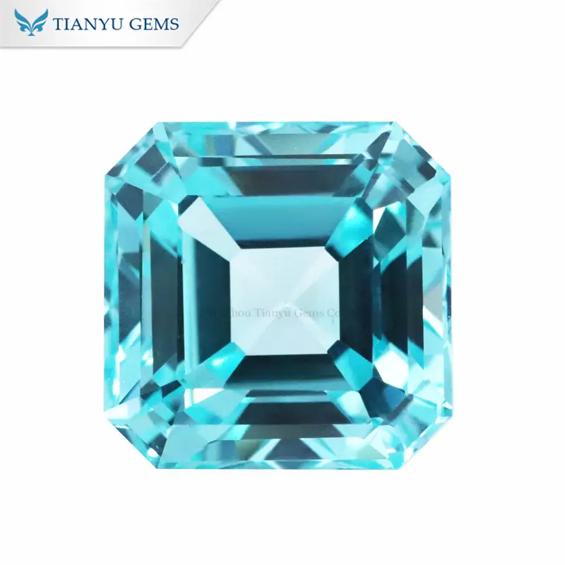 Asscher Cut Paraiba Lab Grown Sapphire Gemstones 1