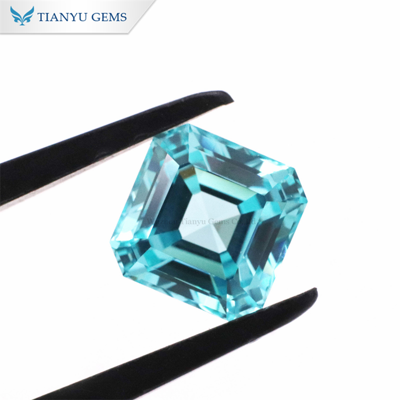 Asscher Cut Paraiba Lab Grown Sapphire Gemstones 9