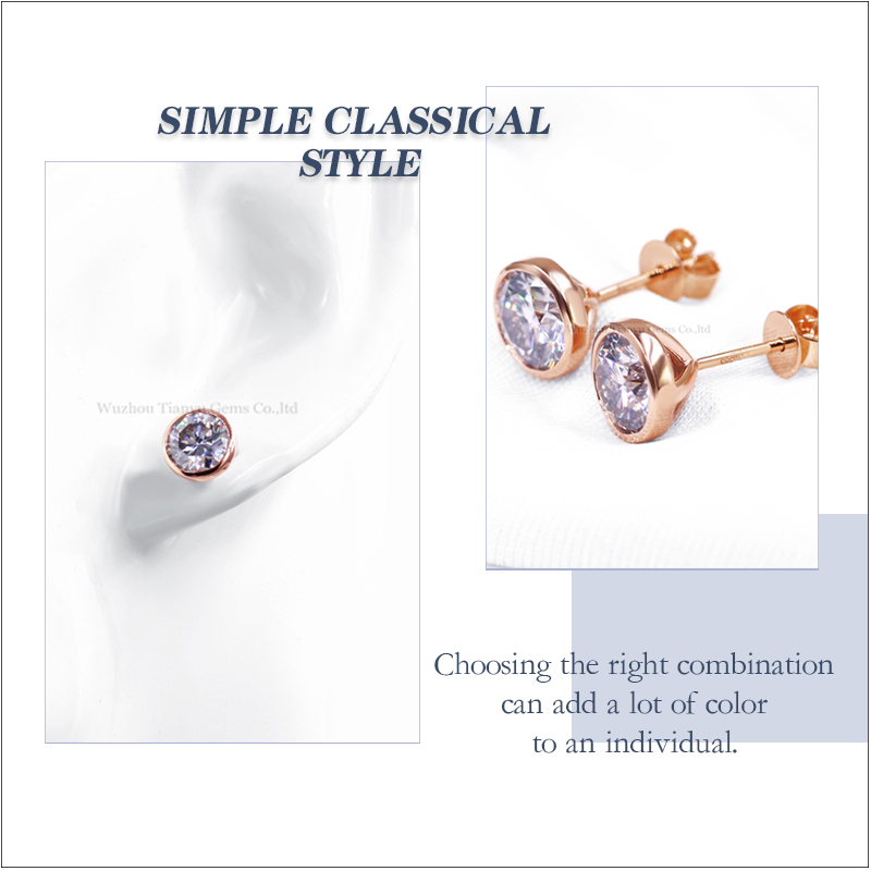 Best Tianyugems 14K/18k  Solid White Gold  Moissanite Diamond Stud Earrings 10