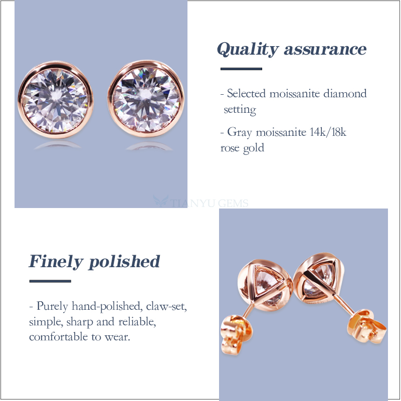 Best Tianyugems 14K/18k  Solid White Gold  Moissanite Diamond Stud Earrings 9