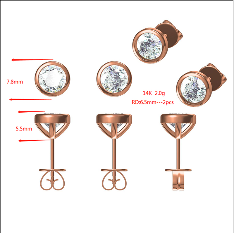 Best Tianyugems 14K/18k  Solid White Gold  Moissanite Diamond Stud Earrings 7