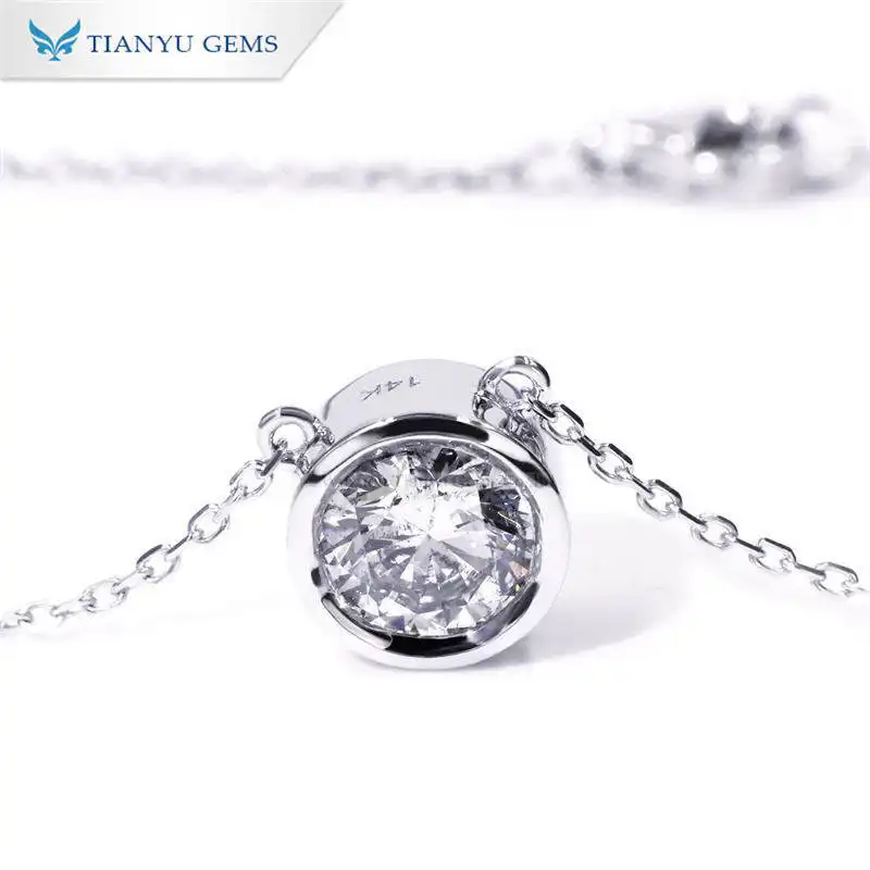 Tianyu Gems wrap-around design back hollow 14k round 1.2 carat lab grown diamond pendant necklace 1