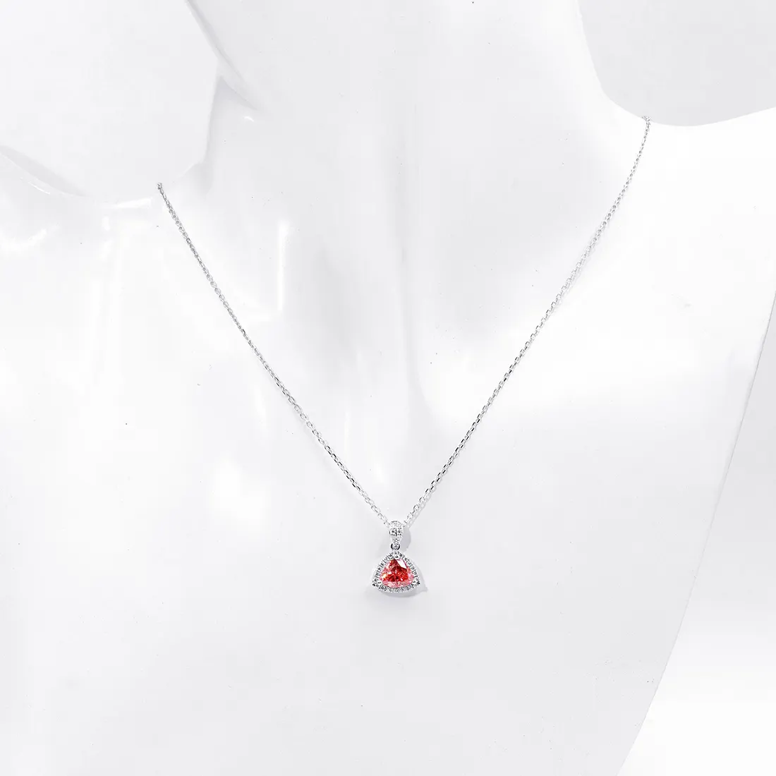 White Gold Trillion Cut Lab Diamond Necklace 5