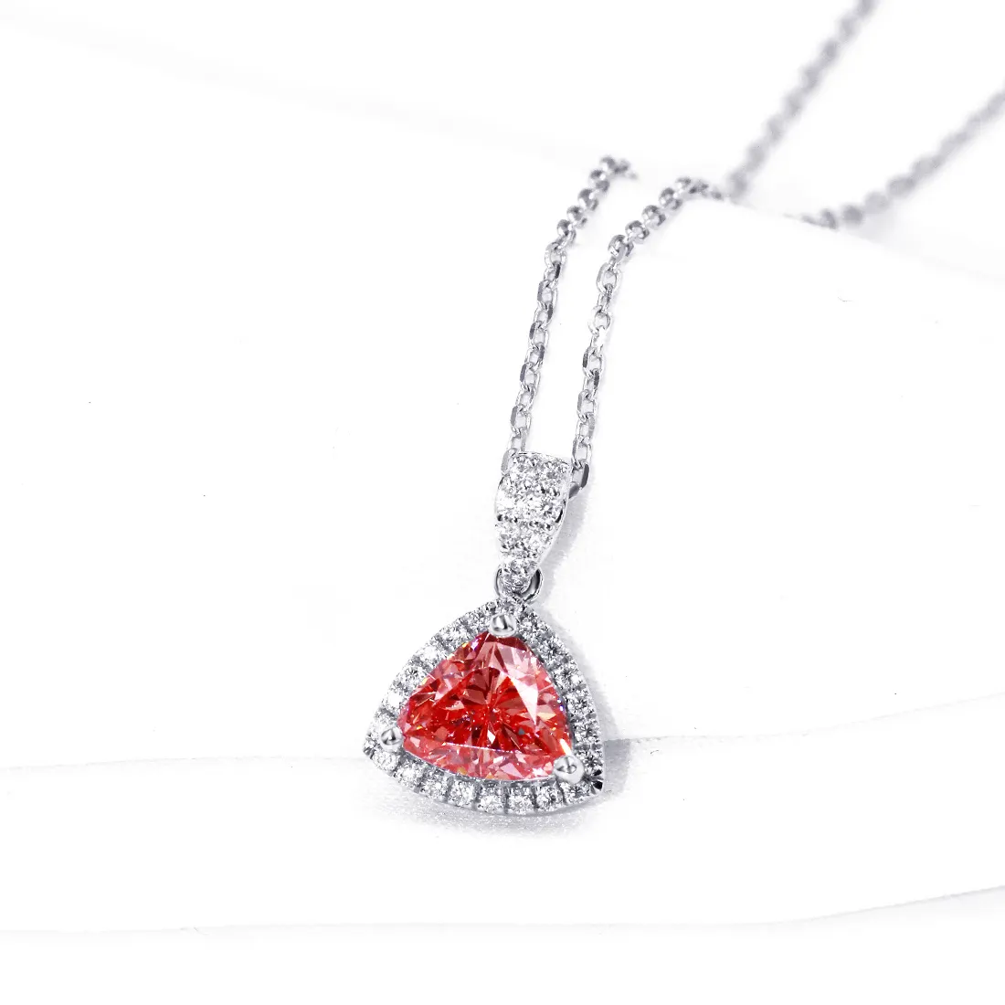 White Gold Trillion Cut Lab Diamond Necklace 3