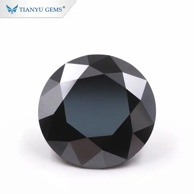 Tianyu gems black color round cut large size moissanite 1