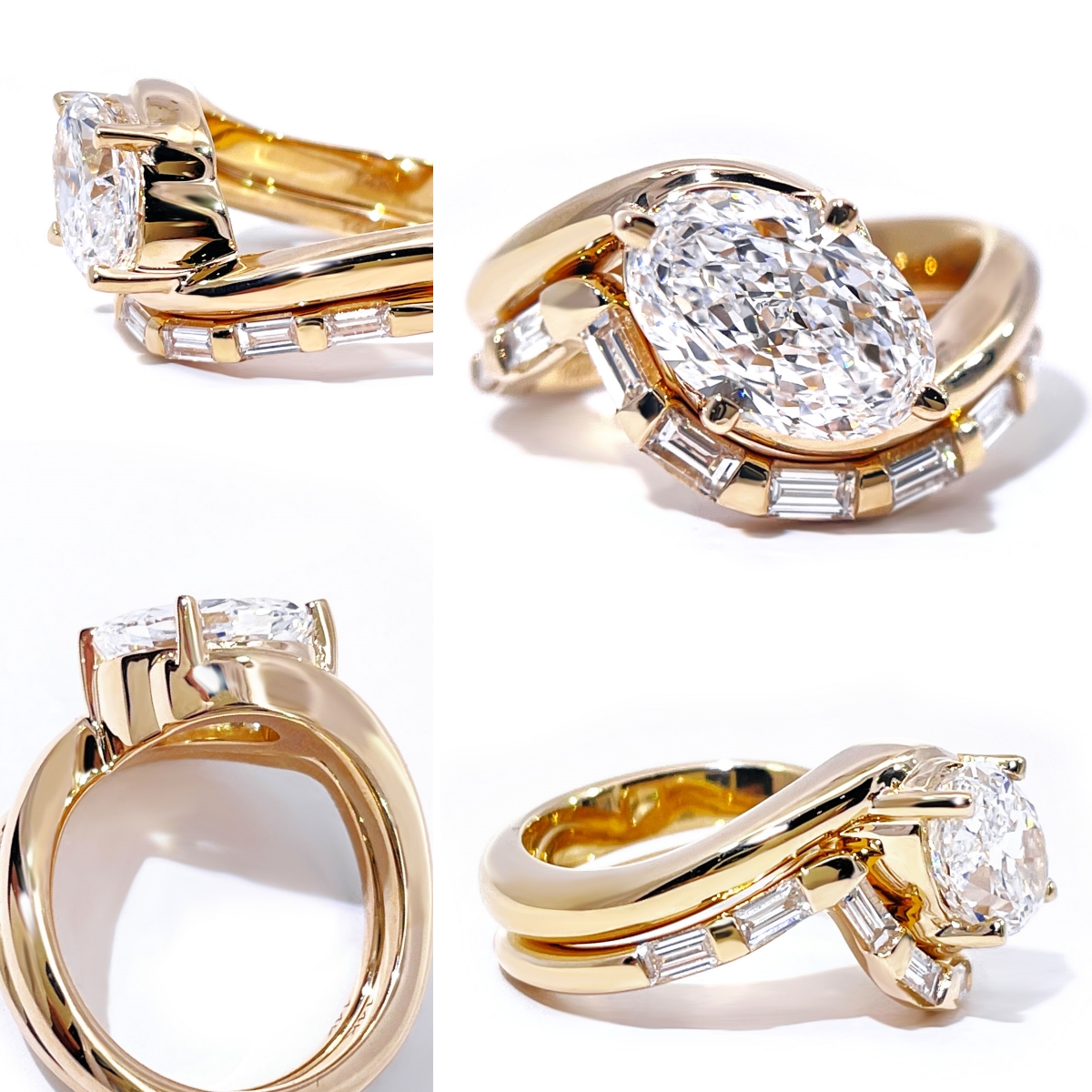 Tianyu Gems Oval Cut Lab Grown Diamond Wedding Band Ring Set 14K Yellow Gold Engagement Ring 6