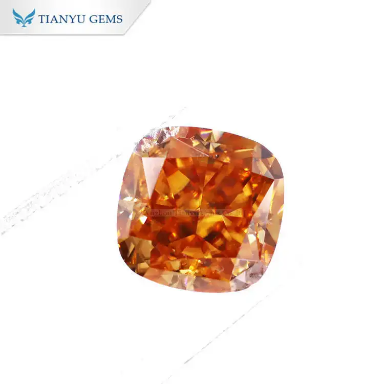 Tianyu gems champagne color cushion Crushed Ice Cut Moissanite Diamonds 1