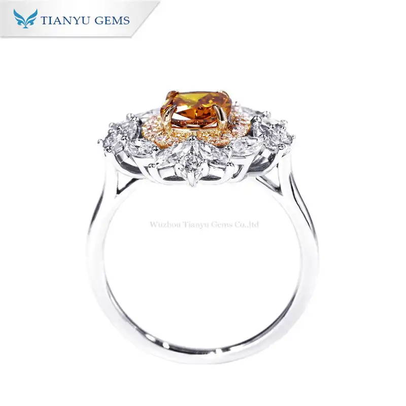 Tianyu Gems 14K White Gold Personality Women's Ring 1.02 Carat Color lab grown diamond ring 1