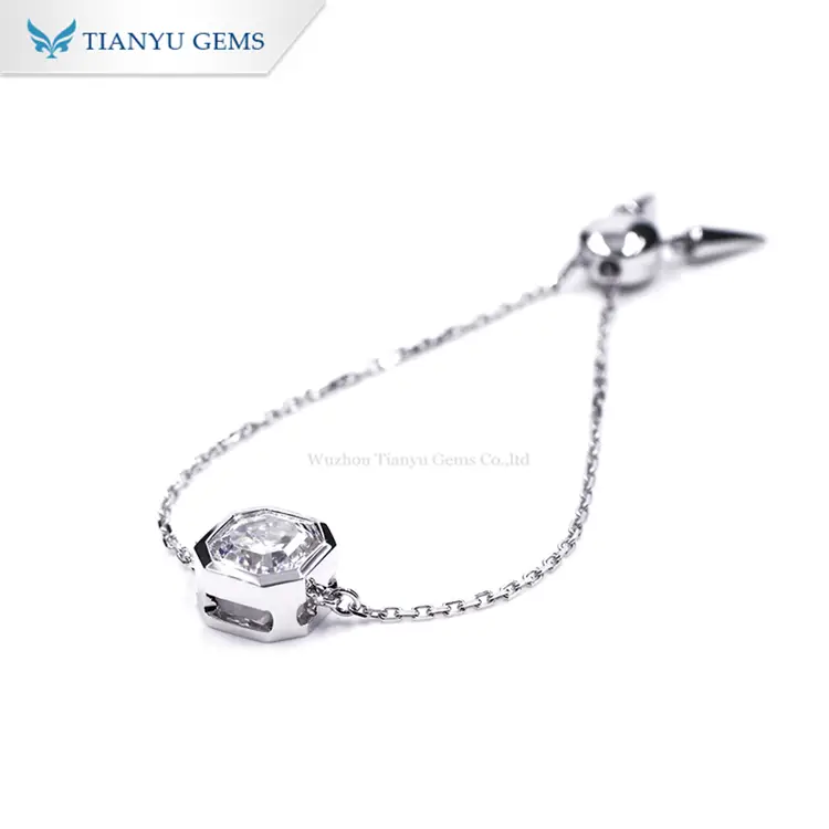 Tianyu gems asscher cut lab diamonds bracelet customized 14k 18k white gold chain bracelet Bangle Bracelets 1