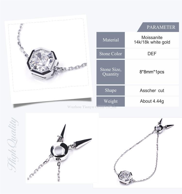 Tianyu gems asscher cut lab diamonds bracelet customized 14k 18k white gold chain bracelet Bangle Bracelets 8