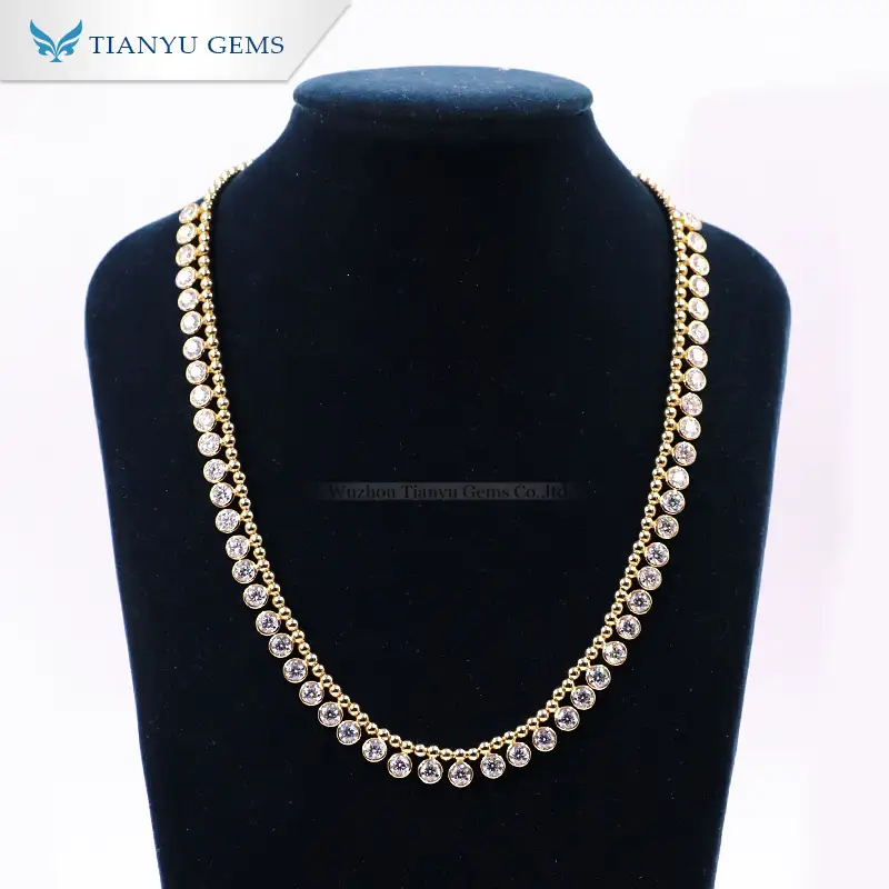Tianyu gems - Tianyu Gems Customized 16inch 10K 14K Gold 4mm Moissanite Synthetic Diamond Chain Necklace Jewelry Pendant Necklaces 1