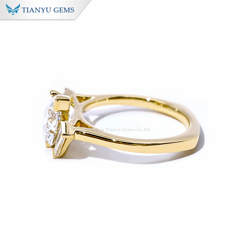 Tianyu Gems Pear Shaped Lab Grown Diamond Ring 14K Yellow Gold Ring 6