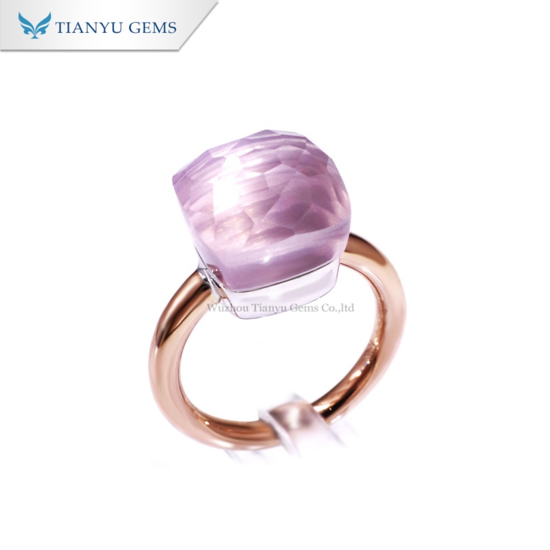 Tianyu Gems Frosted Pink Sapphire Solitaire Ring 18k Rose Gold Engagement Ring 3