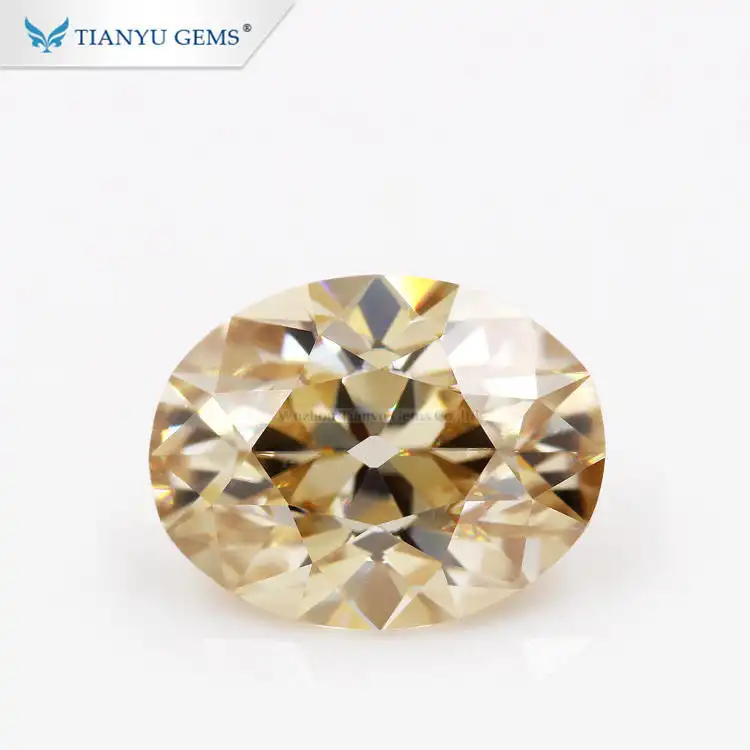 Tianyu gems Antique Cut Oval 7x9mm Synthetic Yellow Moissanite 1