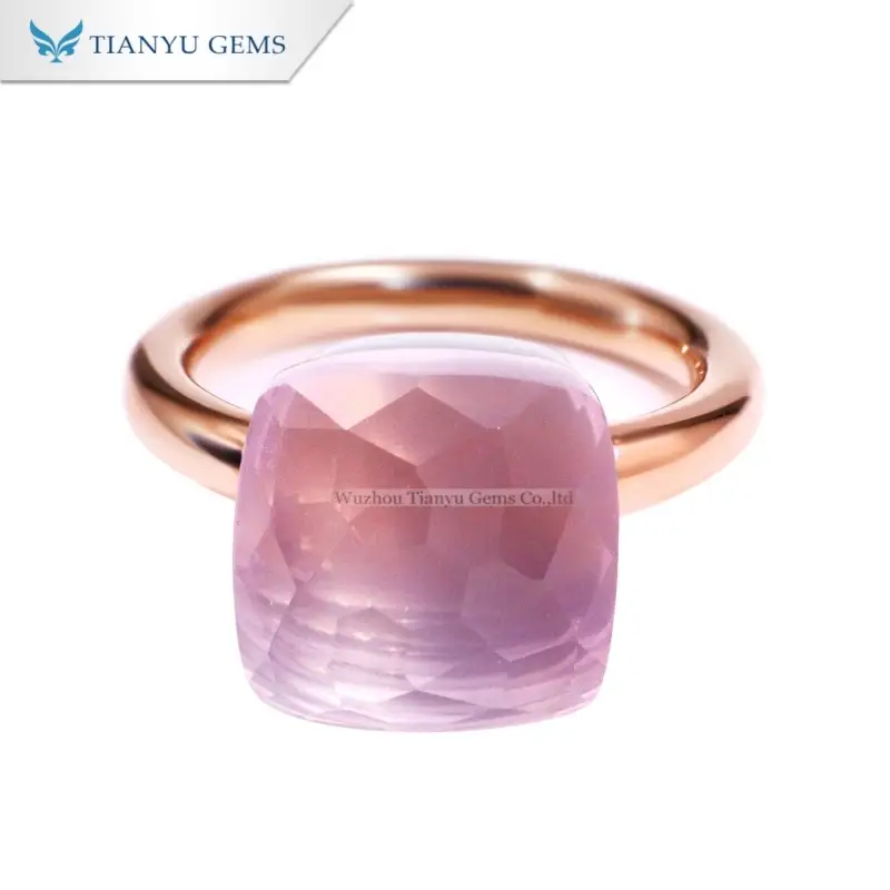 Tianyu Gems Frosted Pink Sapphire Solitaire Ring 18k Rose Gold Engagement Ring 1