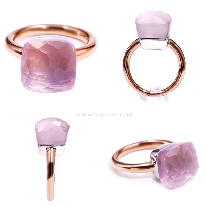 Tianyu Gems Frosted Pink Sapphire Solitaire Ring 18k Rose Gold Engagement Ring 6