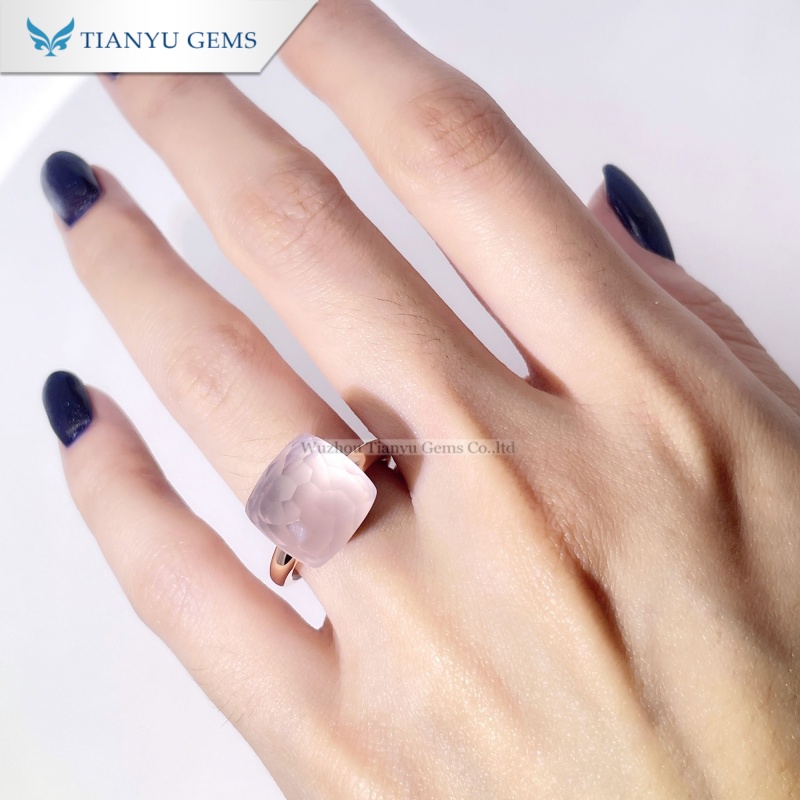 Tianyu Gems Frosted Pink Sapphire Solitaire Ring 18k Rose Gold Engagement Ring 4