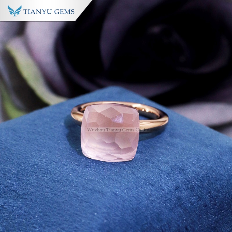 Tianyu Gems Frosted Pink Sapphire Solitaire Ring 18k Rose Gold Engagement Ring 2